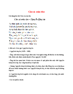 Câu cá mùa thu – nội dung, dàn ý phân tích, bố cục, tóm tắt
