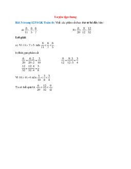 Viết các phân số theo thứ tự bé đến lớn : 6/11, 6/5, 6/7