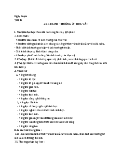 Giáo án Sinh học 11 Bài 34: Sinh trưởng ở thực vật mới nhất