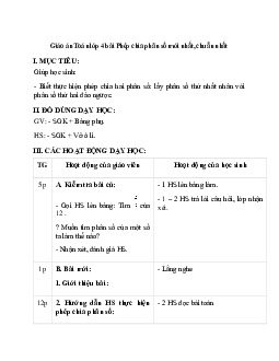 Giáo án Phép chia phân số (2023) mới nhất -  Toán lớp 4