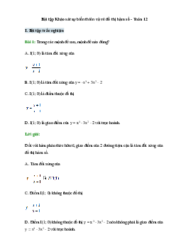 50 Bài tập Khảo sát sự biến thiên và vẽ đồ thị hàm số (có đáp án)- Toán 12