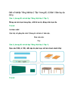 Vở bài tập Tiếng Việt lớp 2 Tập 1 trang 62, 63 Bài 1: Bàn tay dịu dàng – Chân trời sáng tạo