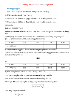 50 Bài tập Hàm số y = ax^2 (có đáp án)- Toán 9