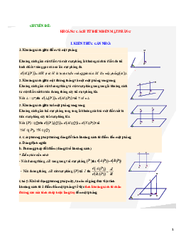 Chuyên đề khoảng cách từ điểm đến mặt phẳng