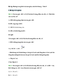 50 Bài tập Đường trung bình của tam giác, của hình thang (có đáp án)- Toán 8