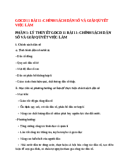 Lý thuyết GDCD 11 Bài 11 (mới 2022 + 15 câu trắc nghiệm): Chính sách dân số và giải quyết việc làm