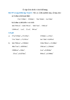 Viết các số đo sau dưới dạng số thập phân: Có đơn vị đo là mét khối: 37m3 125dm3