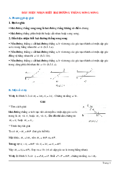 Phương pháp giải về Dấu hiệu hai đường thẳng song song hay nhất