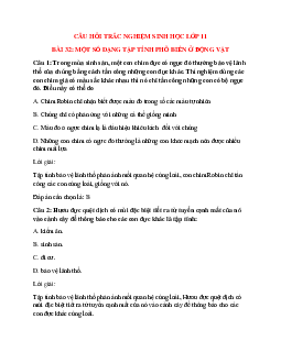 27 câu Trắc nghiệm Sinh học 11 Bài 32 có đáp án 2023: Tập tính của động vật (tiếp theo)