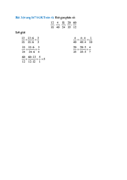 Rút gọn phân số: 12/18; 4/40; 18/24; 20/35; 60/12