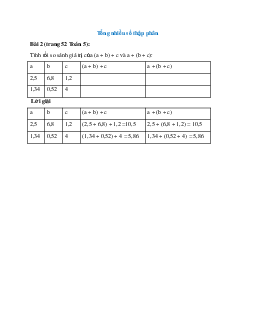 Tính rồi so sánh giá trị của (a + b) + c