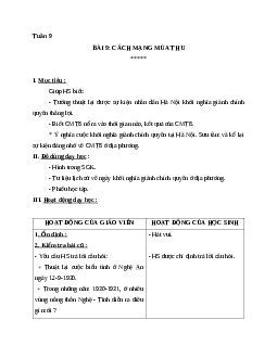 Giáo án lịch sử 5 bài 9: cách mạng mùa thu mới nhất