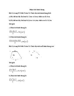 Toán lớp 5 trang 93, 94 Diện tích hình thang