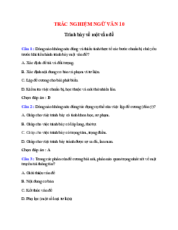 Trắc nghiệm Trình bày về một vấn đề có đáp án – Ngữ văn lớp 10