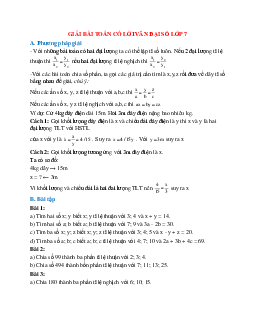 Phương pháp giải và hệ thống bài tập thường gặp về Bài toán có lời văn đại số lớp 7