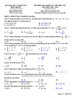 Đề thi cuối học kì 2 môn toán 10 sở GD và ĐT Bình Phước năm học 2020-2021