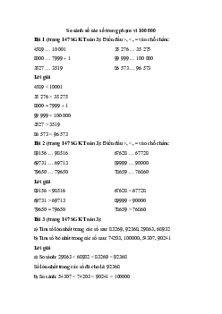 Toán lớp 3 trang 147 So sánh số các số trong phạm vi 100 000