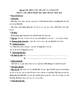 Giáo án Địa lý 6 Bài 12: Tác động của nội lực và ngoại lực trong việc hình thành địa hình bề mặt Trái Đất