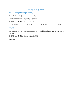 Khoanh vào chữ đặt trước câu trả lời đúng: Cho dãy số: 4836; 5236; 5636; … ; 6436