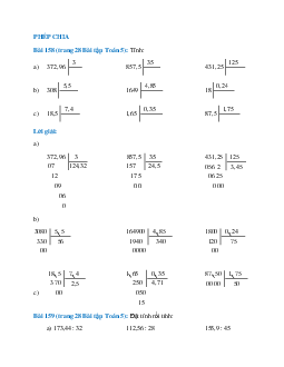 SBT Toán lớp 5 trang 28, 29, 30 Phép chia