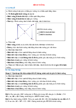 Tuyển tập các bài tập về Hình vuông toán lớp 8 chọc lọc