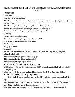 Giáo án Sinh học 12 Bài 36: Quần thể sinh vật và mối quan hệ giữa các cá thể trong quần thể mới nhất - CV5512