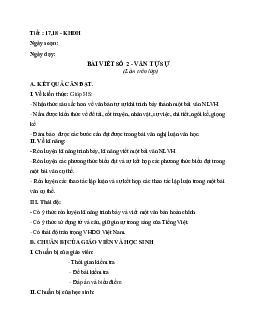 Giáo án ngữ văn lớp 10 Tiết 17, 18: Bài viết số 2 - Văn tự sự