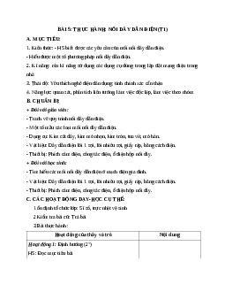 GIÁO ÁN CÔNG NGHỆ 9 BÀI 5: THỰC HÀNH: NỐI DÂY DẪN ĐIỆN (T1) MỚI NHẤT - CV5555
