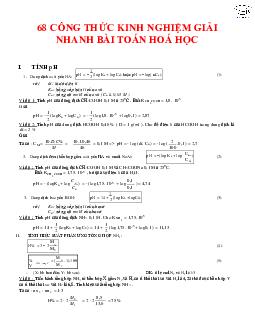 68 công thức giải nhanh bài tập trắc nghiệm môn hóa học lớp 12