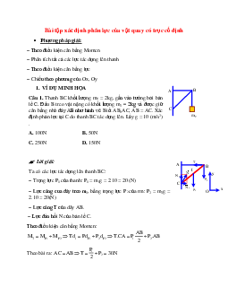 Bài tập về xác định phản lực của vật quay có trục cố định có lời giải
