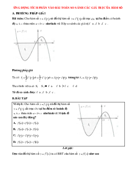 Ứng dụng tích phân vào bài toán so sánh các giá trị của hàm số Toán 12