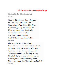 Cảm xúc mùa thu (Thu hứng) - nội dung, dàn ý phân tích, bố cục, tóm tắt