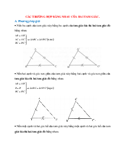 Phương pháp giải và bài tập tự luyện về Các trường hợp bằng nhau của hai tam giác chi tiết