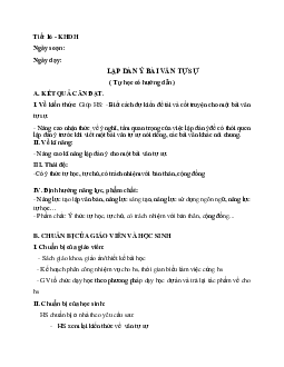 Giáo án ngữ văn lớp 10 Tiết 16: Lập dàn ý bài văn tự sự