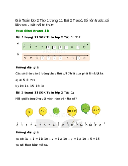Giải SGK Toán lớp 2 Tập 1 trang 11, 12 Bài 2: Tia số, Số liền trước, số liền sau | Kết nối tri thức