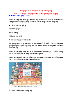 Công nghệ 10 Bài 41 (Lý thuyết và trắc nghiệm): Bảo quản hạt, củ làm giống