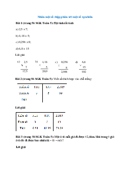Toán lớp 5 trang 56 Nhân một số thập phân với một số tự nhiên