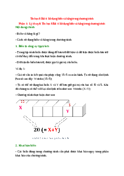 Lý thuyết Tin học 8 Bài 4 (mới 2023 + 10 câu trắc nghiệm): Sử dụng biến và hằng trong chương trình