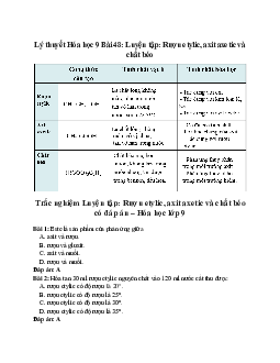 Lý thuyết Luyện tập: Rượu etylic, axit axetic và chất béo (mới 2023 + 10 câu trắc nghiệm) hay, chi tiết – Hóa học 9