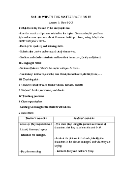 Giáo án tiếng anh 5 unit 11: What’s the matter with you? mới nhất
