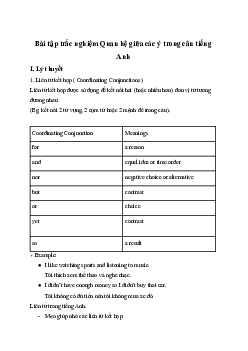 50 Bài tập Trắc nghiệm Quan hệ giữa các ý trong câu tiếng Anh có đáp án chi tiết 2023