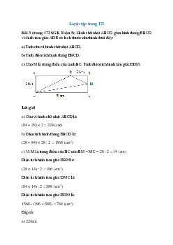 Hình chữ nhật ABCD gồm hình thang EBCD và hình tam giác ADE