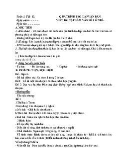 Giáo án ngữ văn lớp 7 Tuần 3 Tiết 12: Quá trình tạo lập văn bản, viết bài tập làm văn số 1 ở nhà mới nhất
