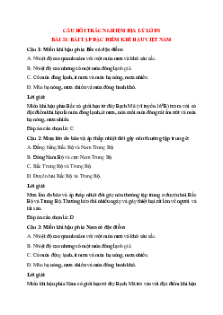 25 câu Trắc nghiệm Địa lí 8 Bài 31 có đáp án 2023: Đặc điểm khí hậu Việt Nam
