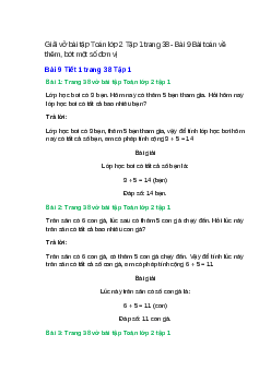 Vở bài tập Toán lớp 2 Tập 1 trang 38, 39 Bài 9 Bài toán về thêm, bớt một số đơn vị | Kết nối tri thức
