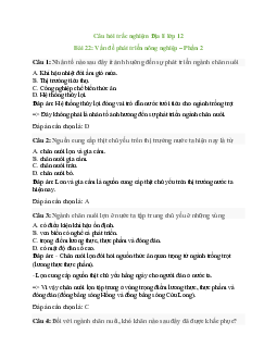 15 câu Trắc nghiệm Địa lí 12 Bài 22 có đáp án 2023: Vấn đề phát triển nông nghiệp – Phần 2