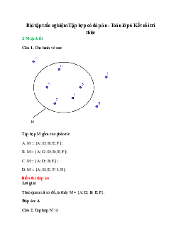 20 câu Trắc nghiệm Tập hợp (Kết nối tri thức) có đáp án 2024 – Toán 6