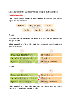 Luyện tập trang 98, 99 Tiếng Việt lớp 2 Tập 2 – Kết nối tri thức