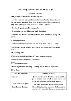 Giáo án tiếng anh 5 unit 17: What would you like to eat?? mới nhất