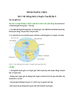Giải SGK Địa lí 6 Bài 1 (Kết nối tri thức): Hệ thống kinh, vĩ tuyến Tọa độ địa lí